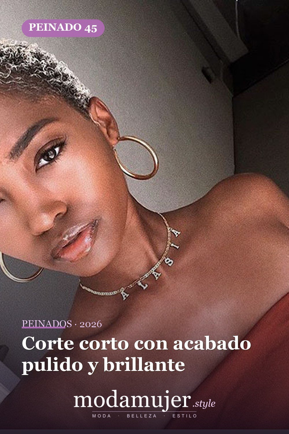 Corte corto con acabado pulido y brillante — 50 cortes de pelo cortos para mujeres negras