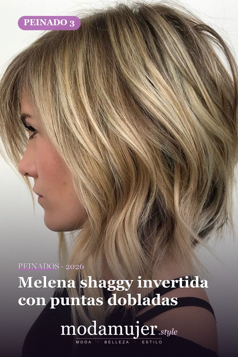 Shaggy invertido con ondas dobladas — 50 cortes de pelo medianos para mujeres que serán enormes en 2026
