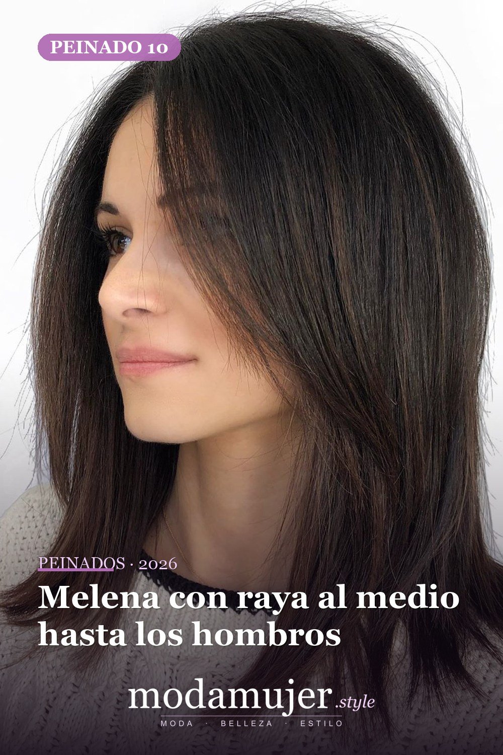 Melena con raya al medio — 50 cortes de pelo medianos para mujeres que serán enormes en 2026