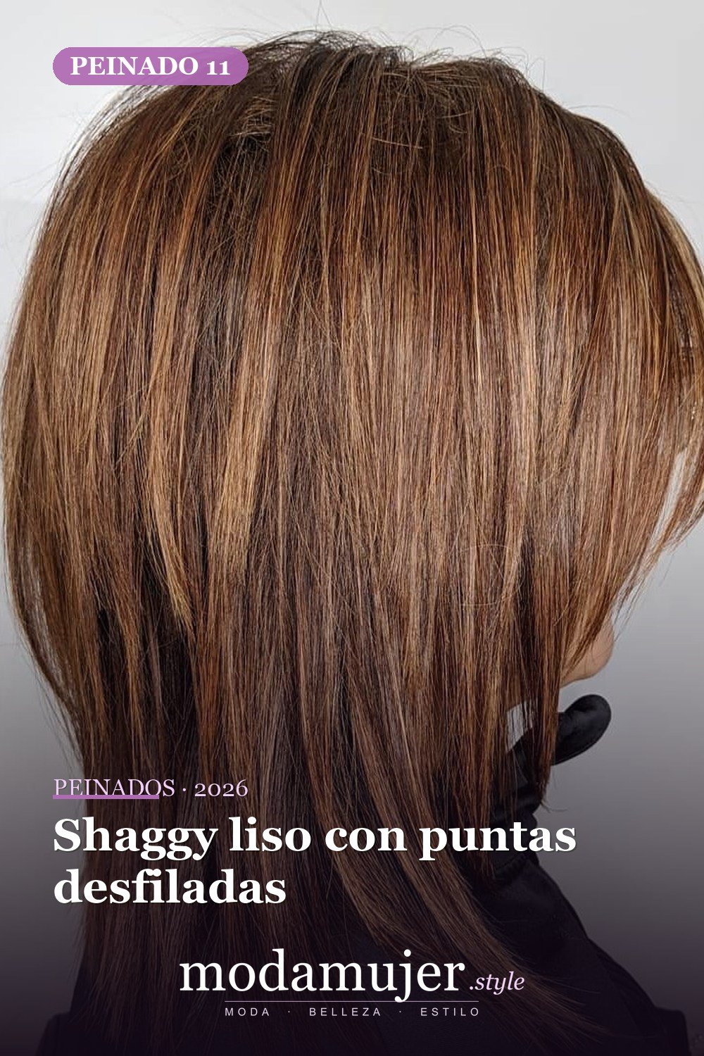 Shaggy liso con puntas adelgazadas — 50 cortes de pelo medianos para mujeres que serán enormes en 2026
