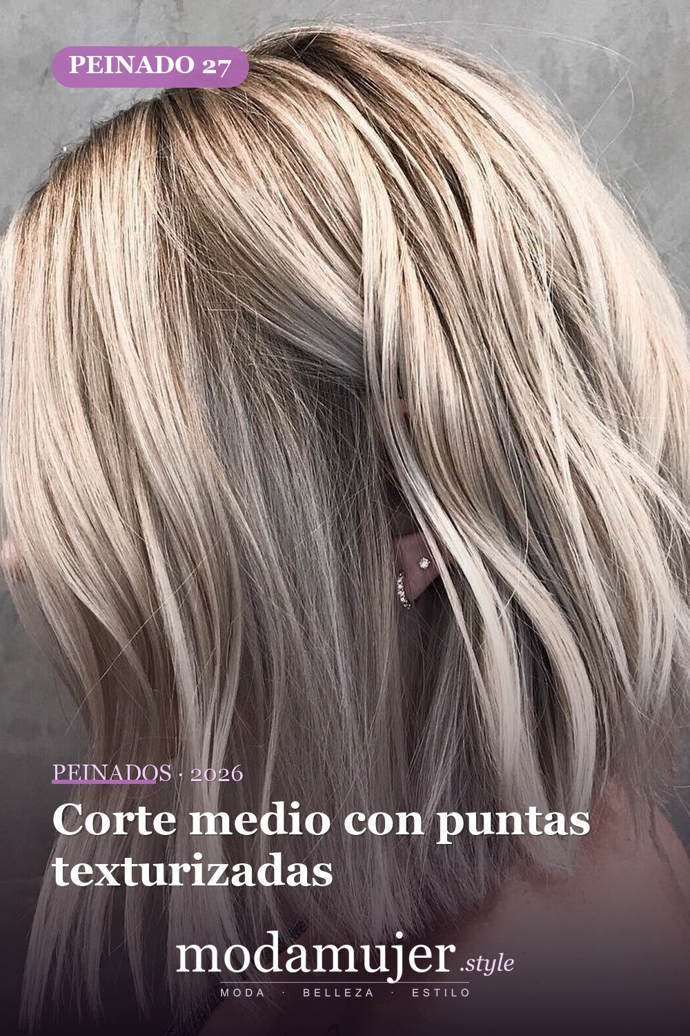 Corte por capas con extremos texturizados — 50 cortes de pelo medianos para mujeres que serán enormes en 2026