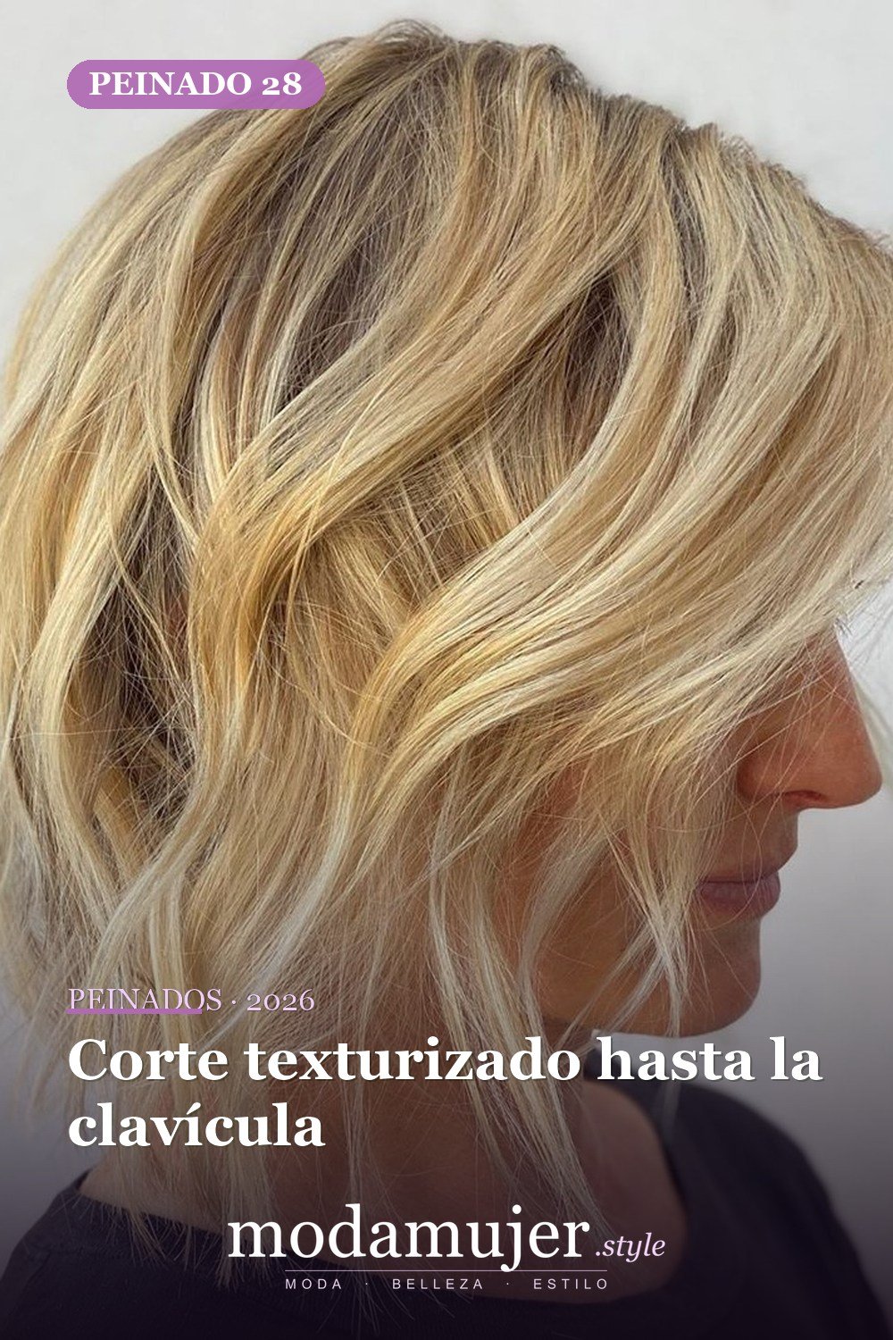 Corte texturizado a la clavícula — 50 cortes de pelo medianos para mujeres que serán enormes en 2026