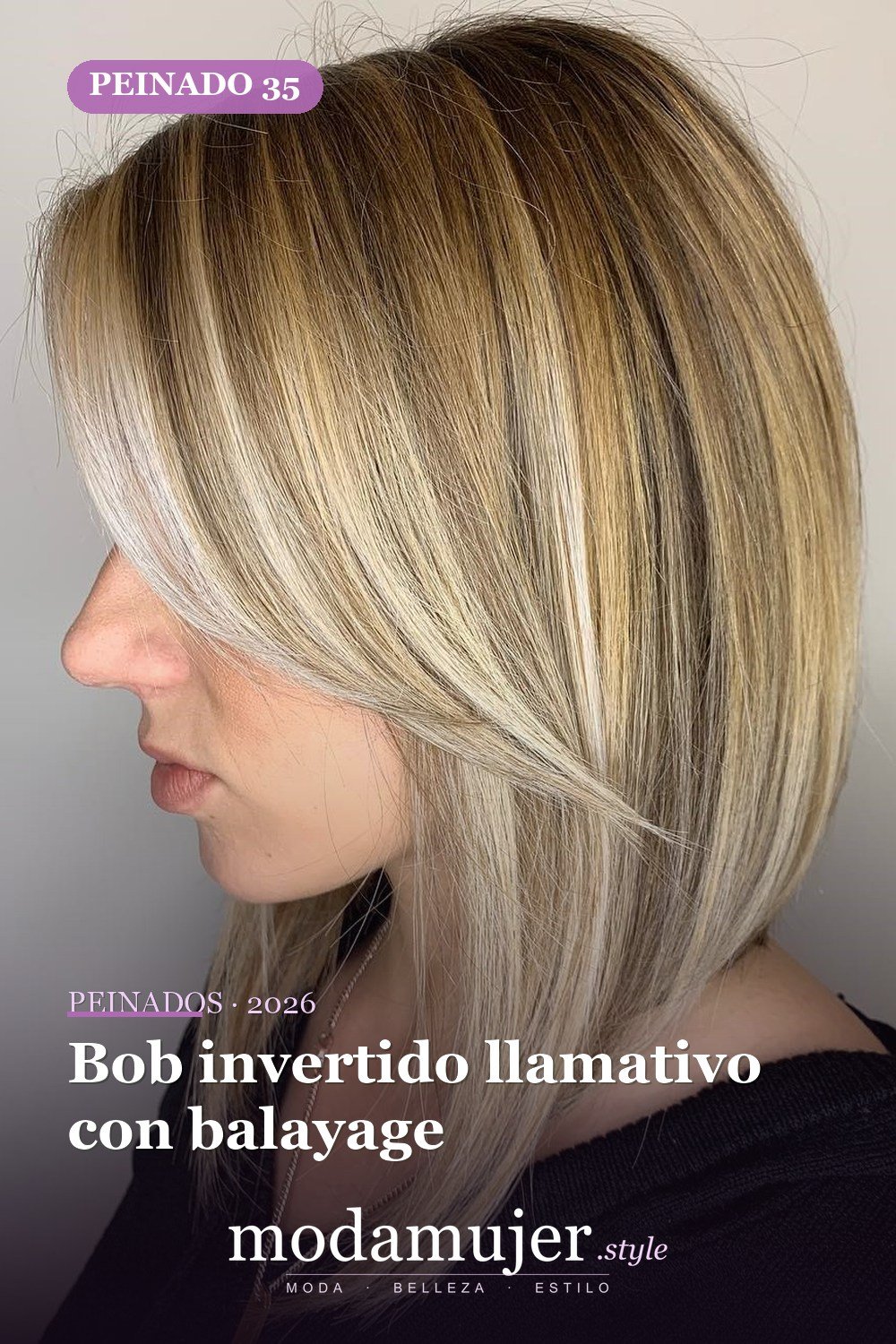 Bob invertido llamativo — 50 cortes de pelo medianos para mujeres que serán enormes en 2026