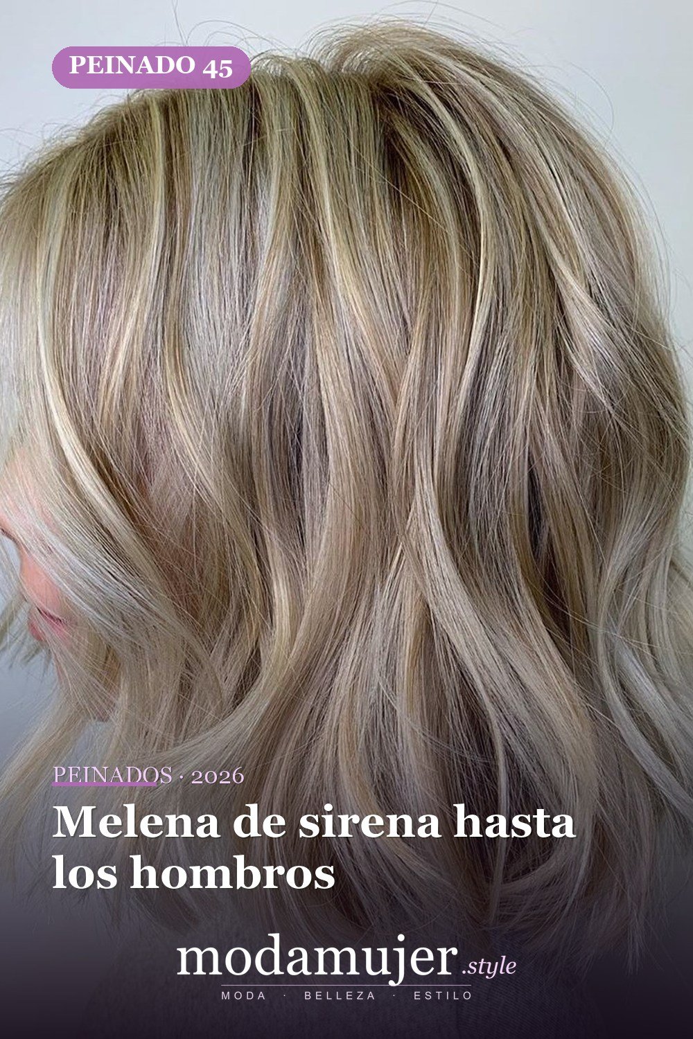 Ondas sirena con balayage coco tostado — 50 cortes de pelo medianos para mujeres que serán enormes en 2026