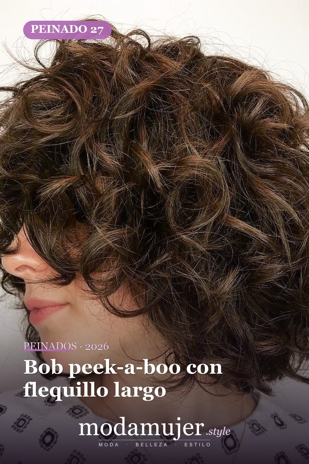 Bob peek-a-boo con flequillo largo — 50 cortes de pelo ondulados cortos absolutamente nuevos para 2026