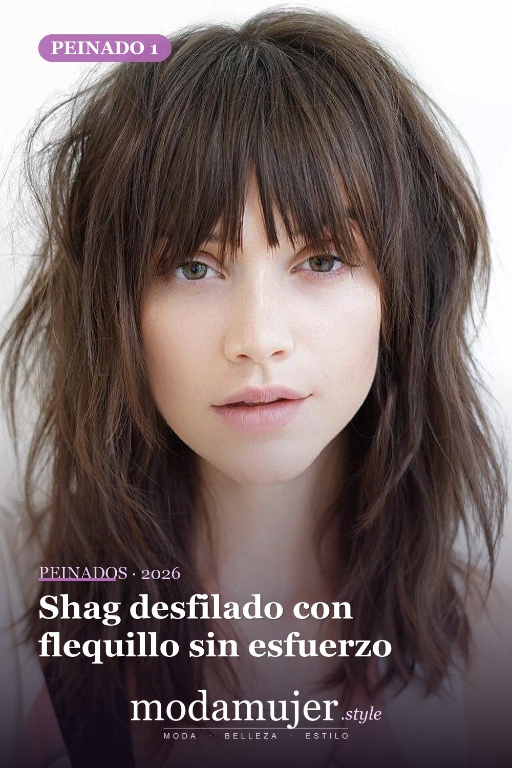 Shag desfilado con flequillo sin esfuerzo — 50 cortes shag de melena media para todo tipo de cabello