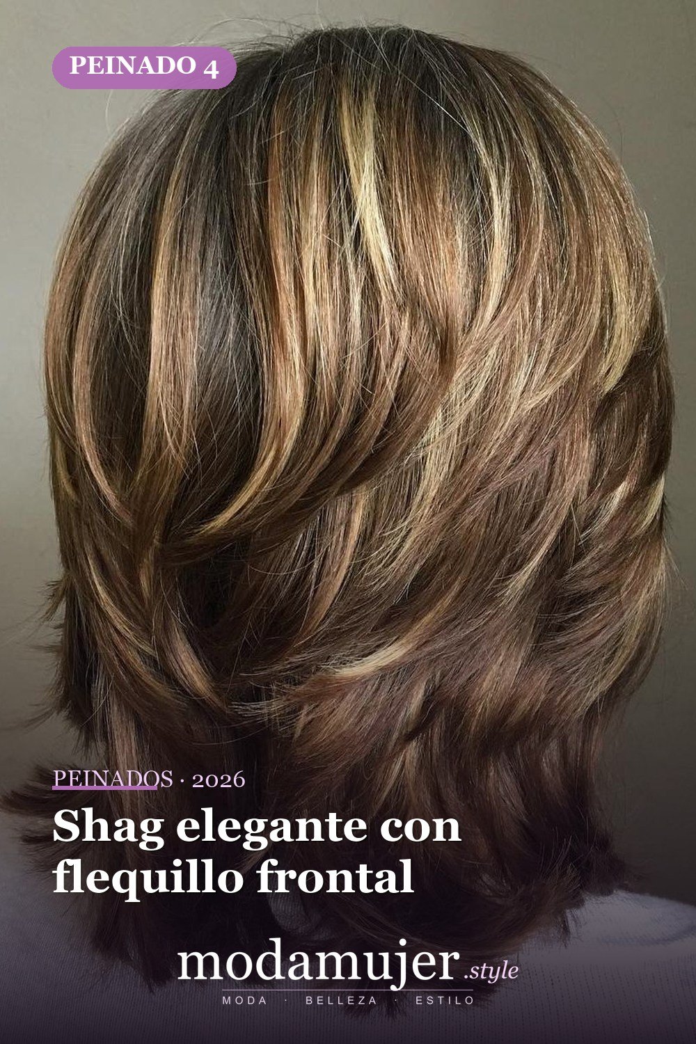 Shag elegante con flequillo frontal — 50 cortes shag de melena media para todo tipo de cabello