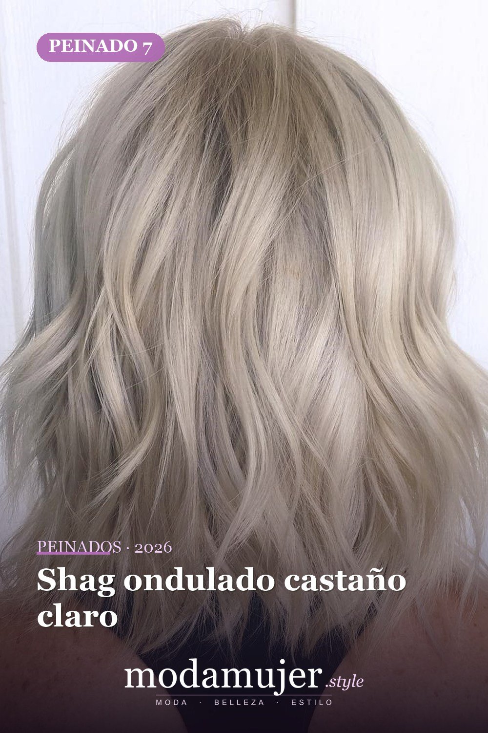 Shag ondulado castaño claro — 50 cortes shag de melena media para todo tipo de cabello