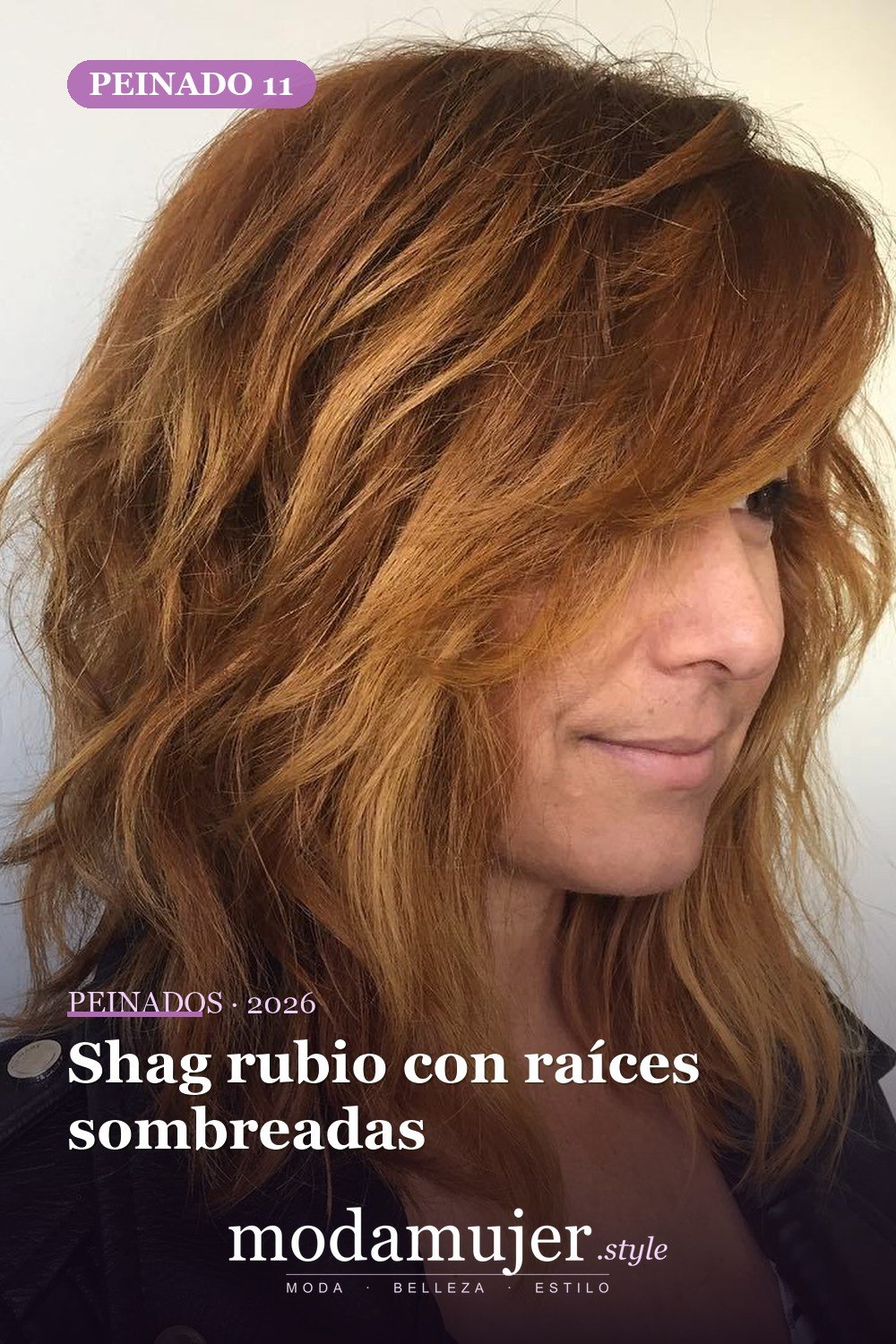 Shag rubio con raíces sombreadas — 50 cortes shag de melena media para todo tipo de cabello