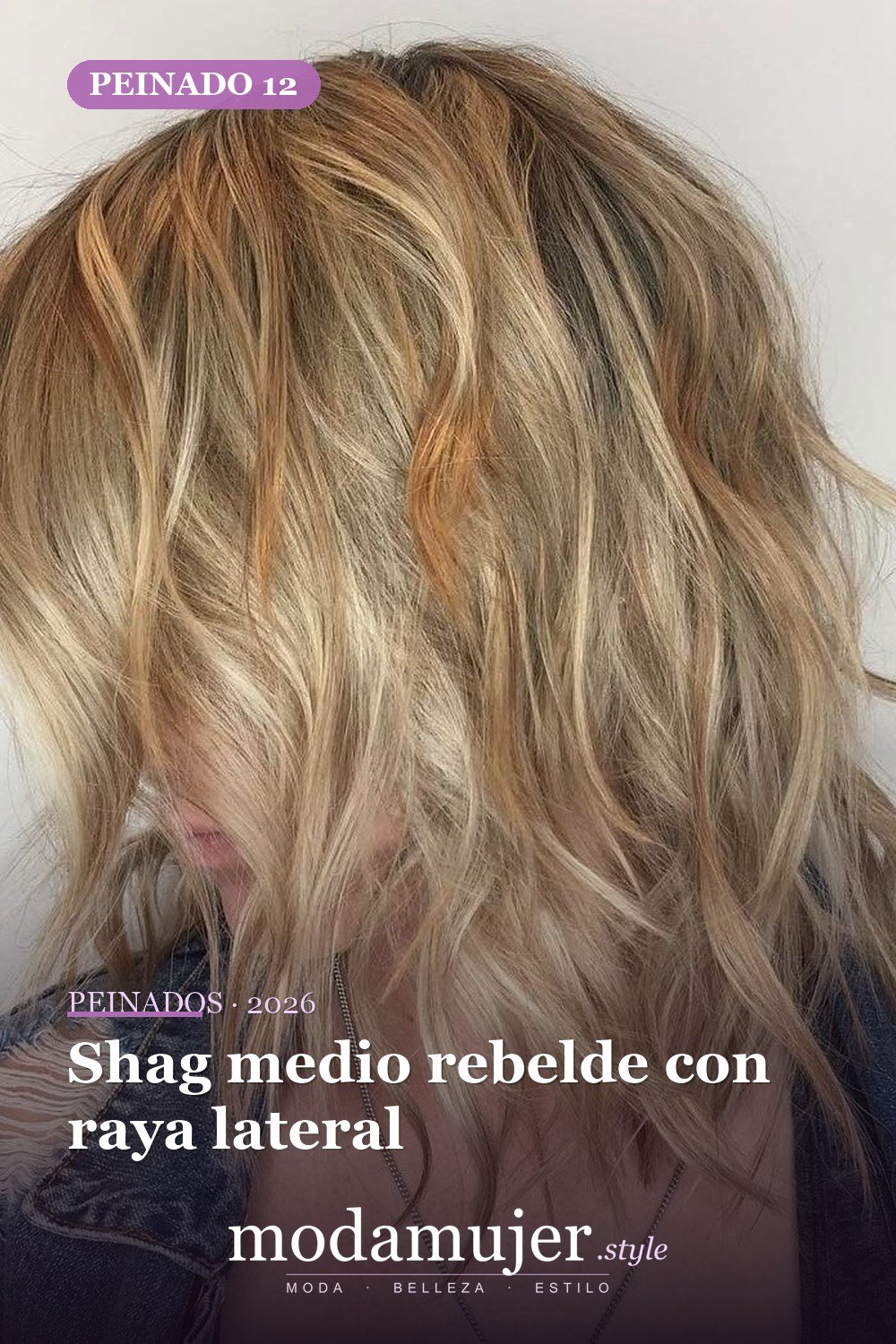 Shag medio rebelde con raya lateral — 50 cortes shag de melena media para todo tipo de cabello