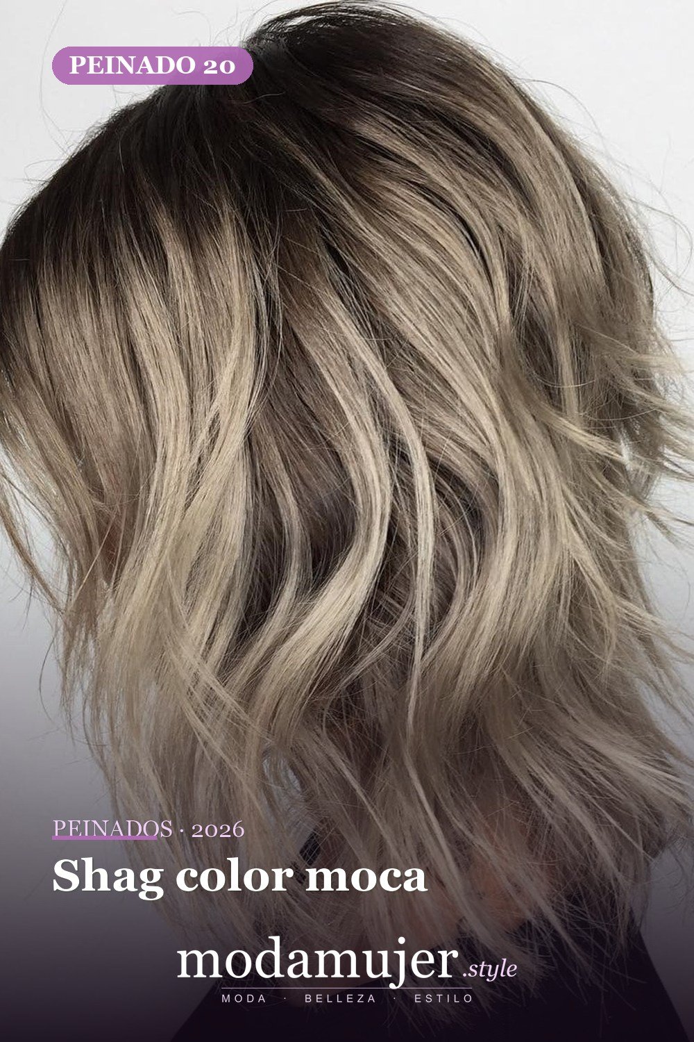 Shag color moca — 50 cortes shag de melena media para todo tipo de cabello