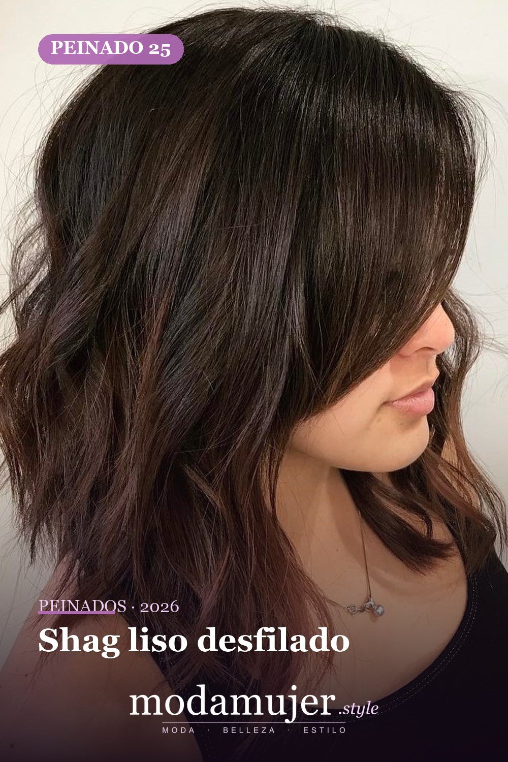 Shag liso desfilado — 50 cortes shag de melena media para todo tipo de cabello