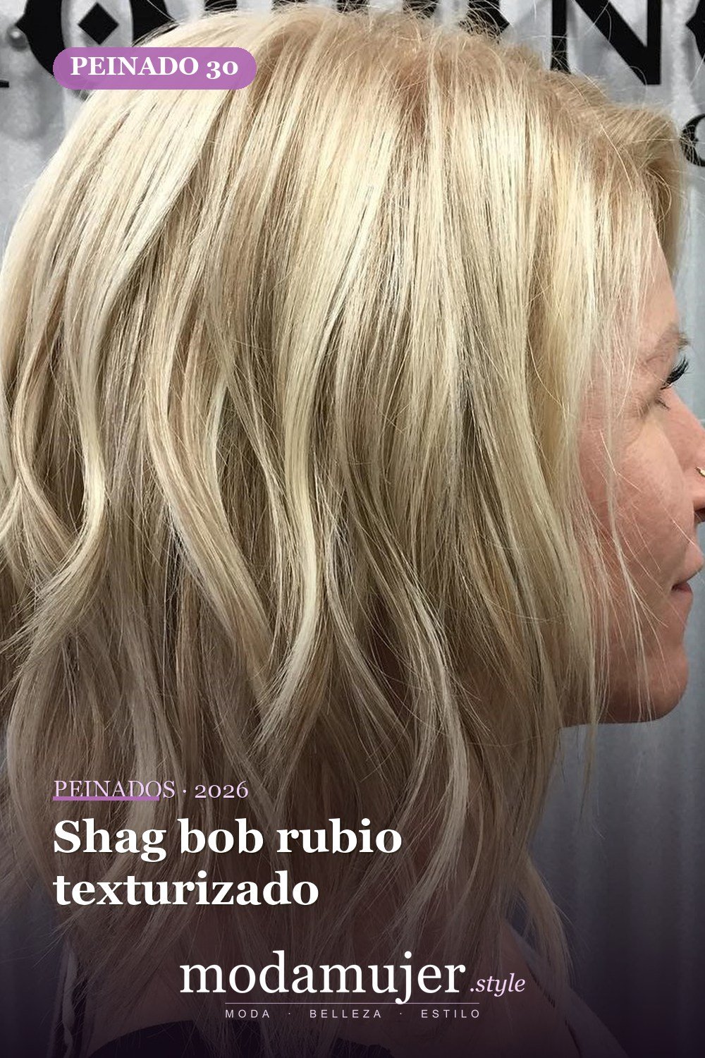 Shag bob rubio texturizado — 50 cortes shag de melena media para todo tipo de cabello