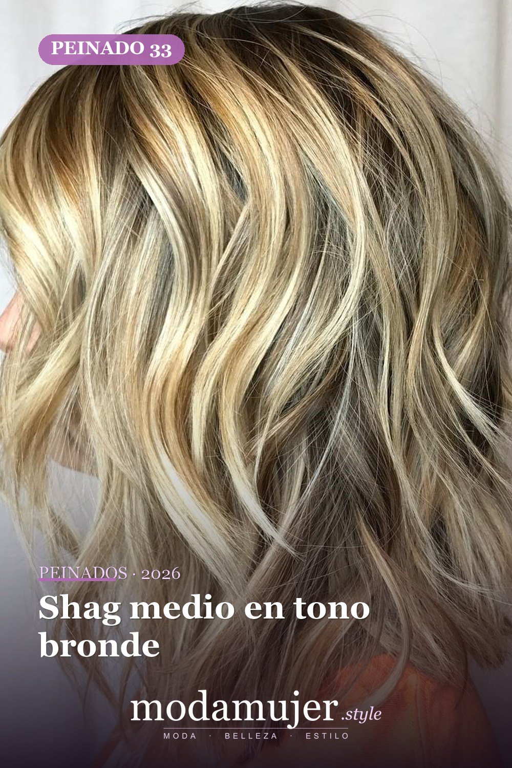 Shag medio en tono bronde — 50 cortes shag de melena media para todo tipo de cabello