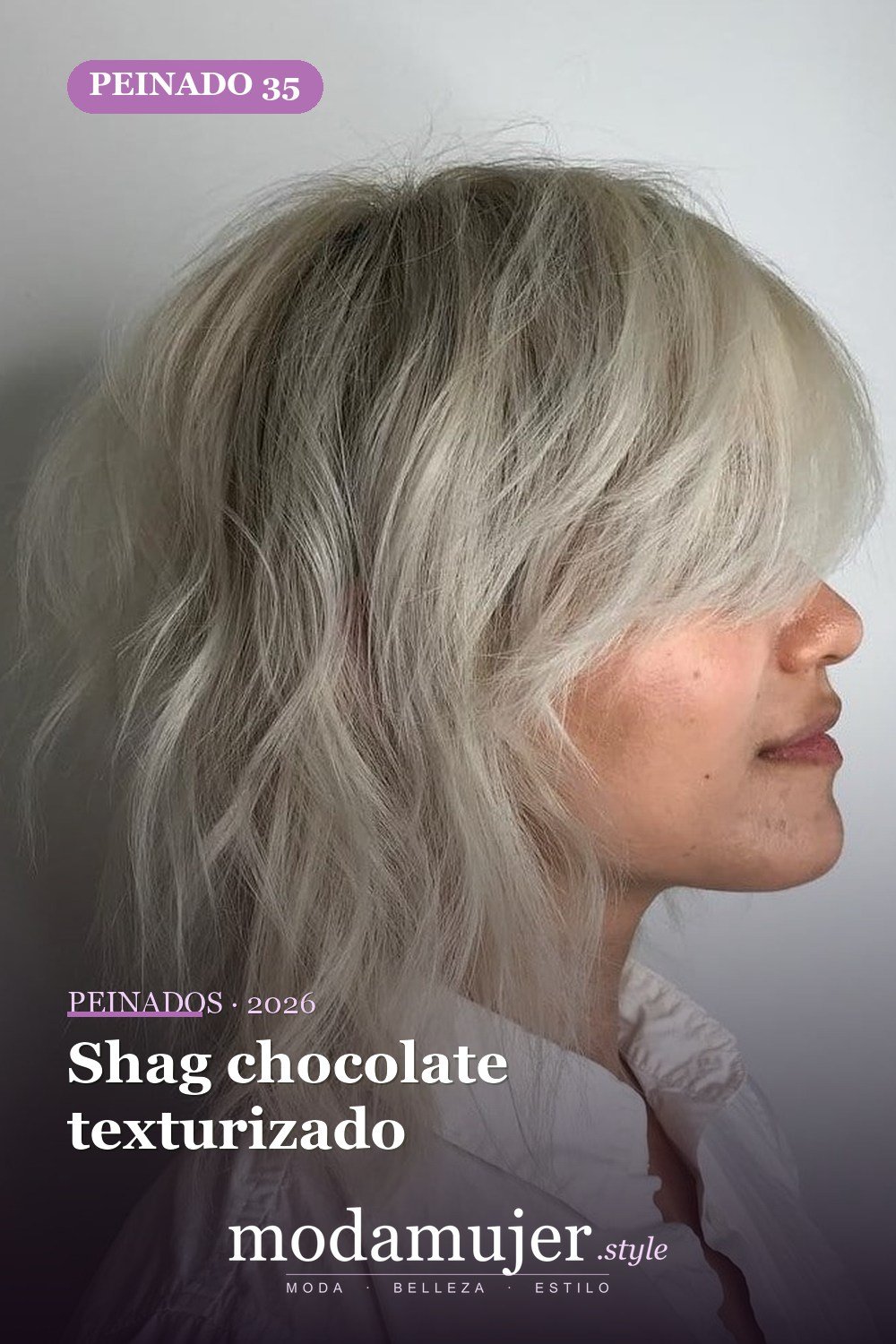 Shag chocolate texturizado — 50 cortes shag de melena media para todo tipo de cabello