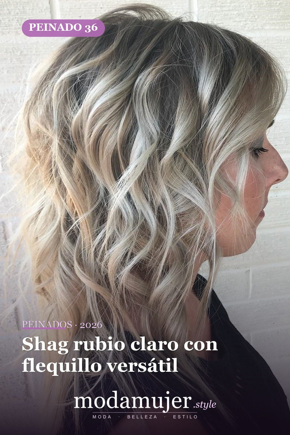 Shag rubio claro con flequillo versátil — 50 cortes shag de melena media para todo tipo de cabello