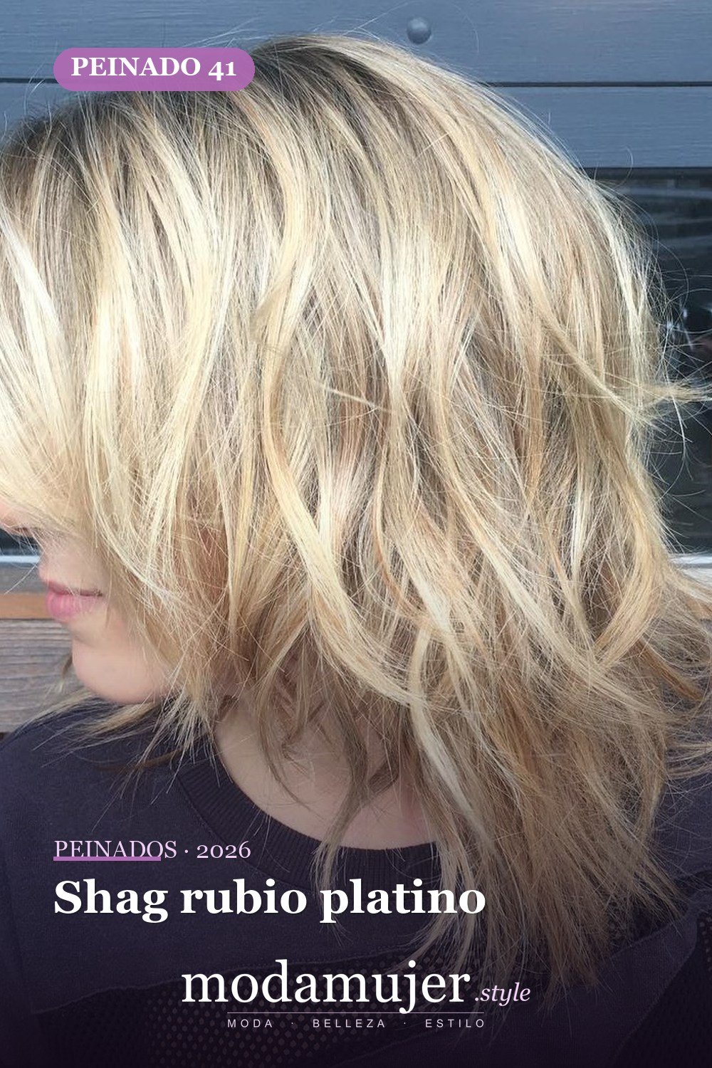 Shag rubio platino — 50 cortes shag de melena media para todo tipo de cabello