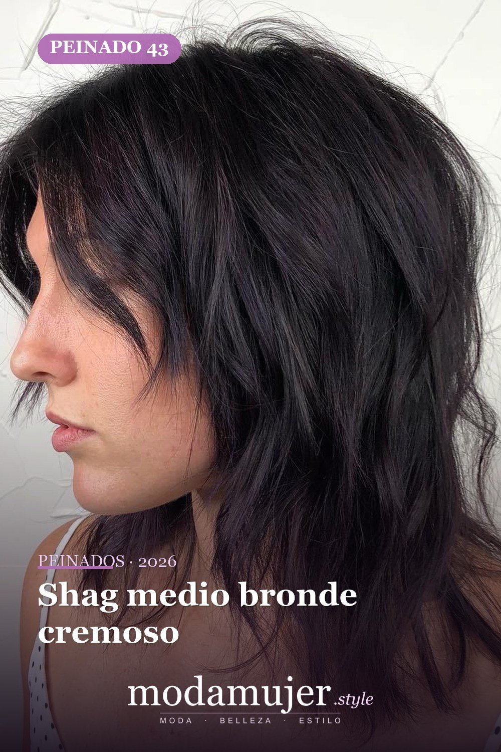 Shag medio bronde cremoso — 50 cortes shag de melena media para todo tipo de cabello