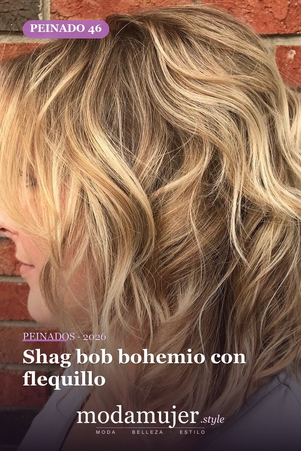 Shag bob bohemio con flequillo — 50 cortes shag de melena media para todo tipo de cabello