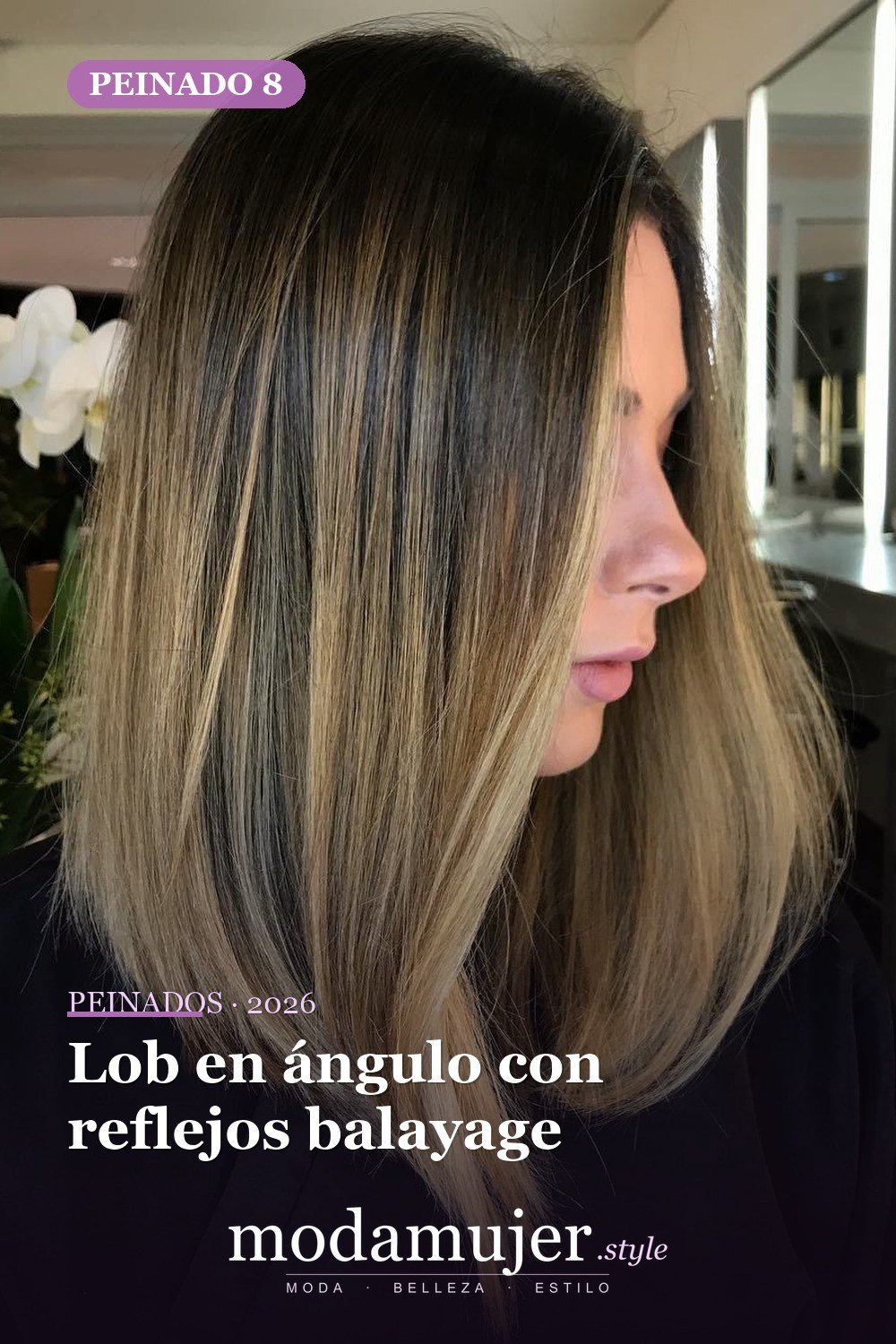 Lob en ángulo con reflejos balayage — 50 deliciosos peinados largos de bob (lob)
