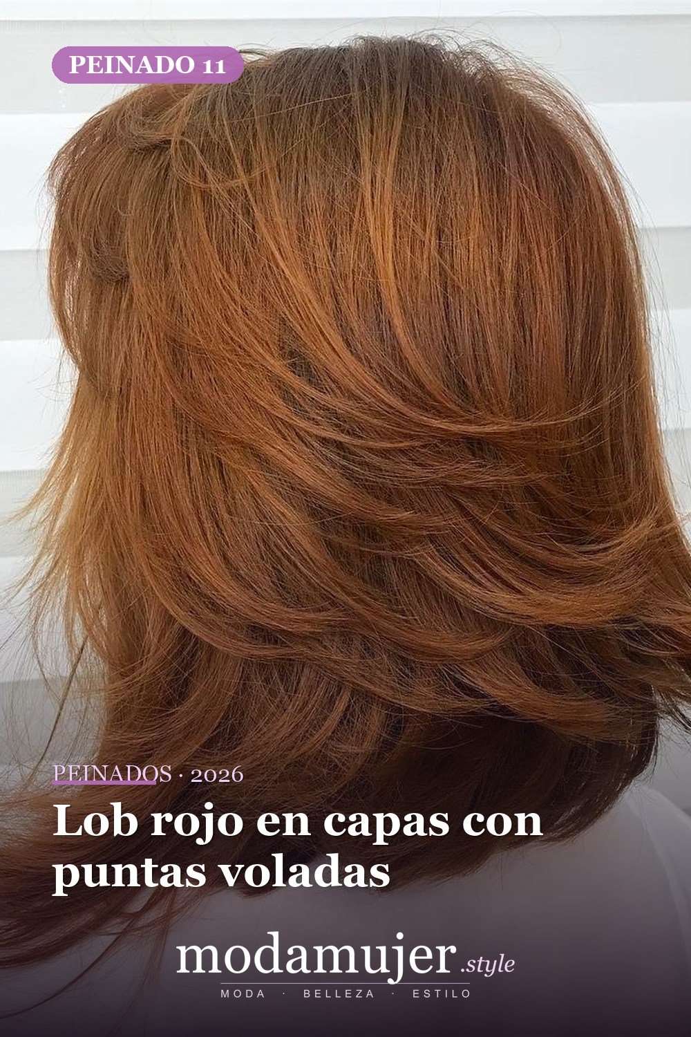 Lob rojo en capas con puntas voladas — 50 deliciosos peinados largos de bob (lob)