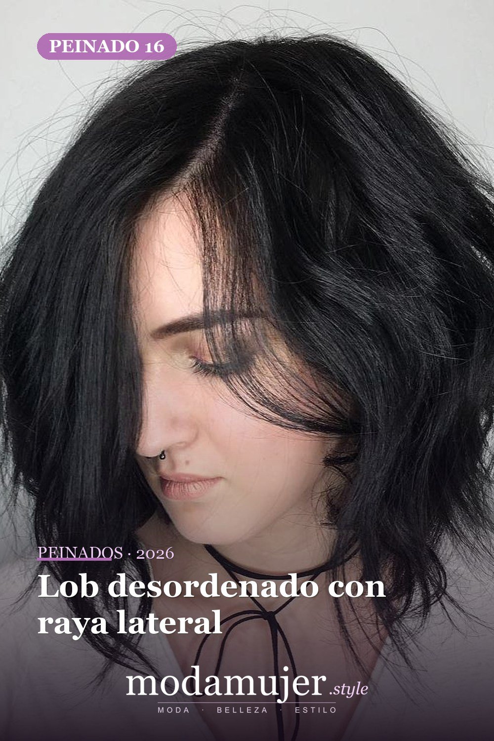 Lob desordenado con raya lateral — 50 deliciosos peinados largos de bob (lob)