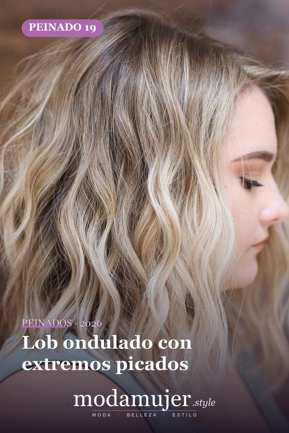 Lob ondulado con extremos picados — 50 deliciosos peinados largos de bob (lob)