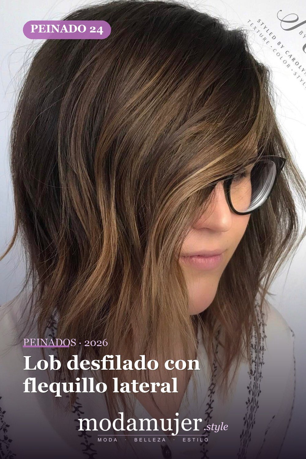 Lob desfilado con flequillo lateral — 50 deliciosos peinados largos de bob (lob)