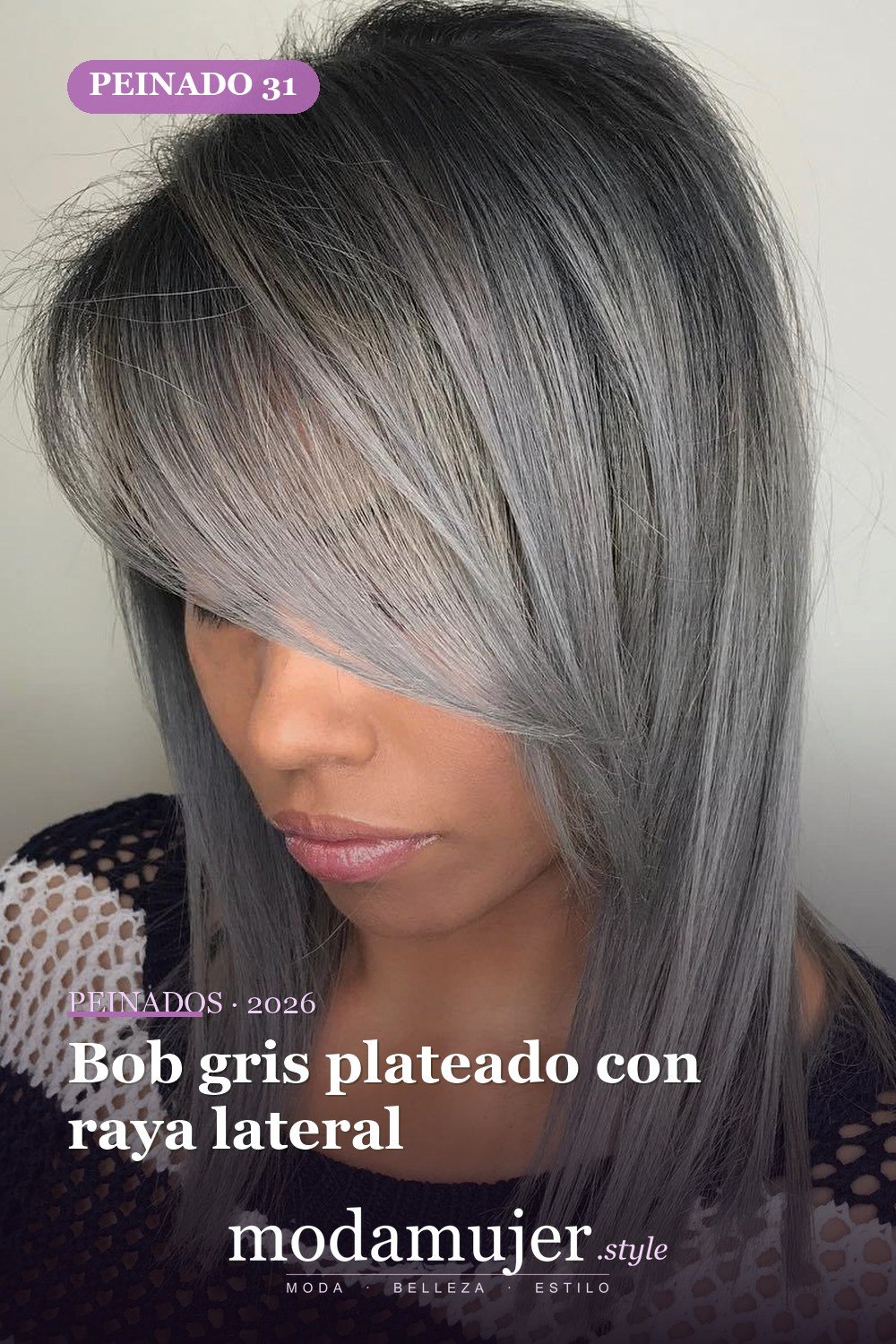 Bob gris plateado con raya lateral — 50 deliciosos peinados largos de bob (lob)