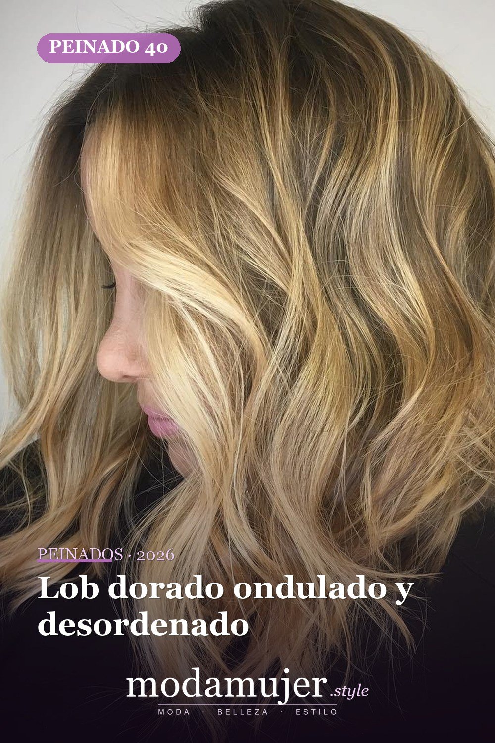 Lob dorado ondulado y desordenado — 50 deliciosos peinados largos de bob (lob)