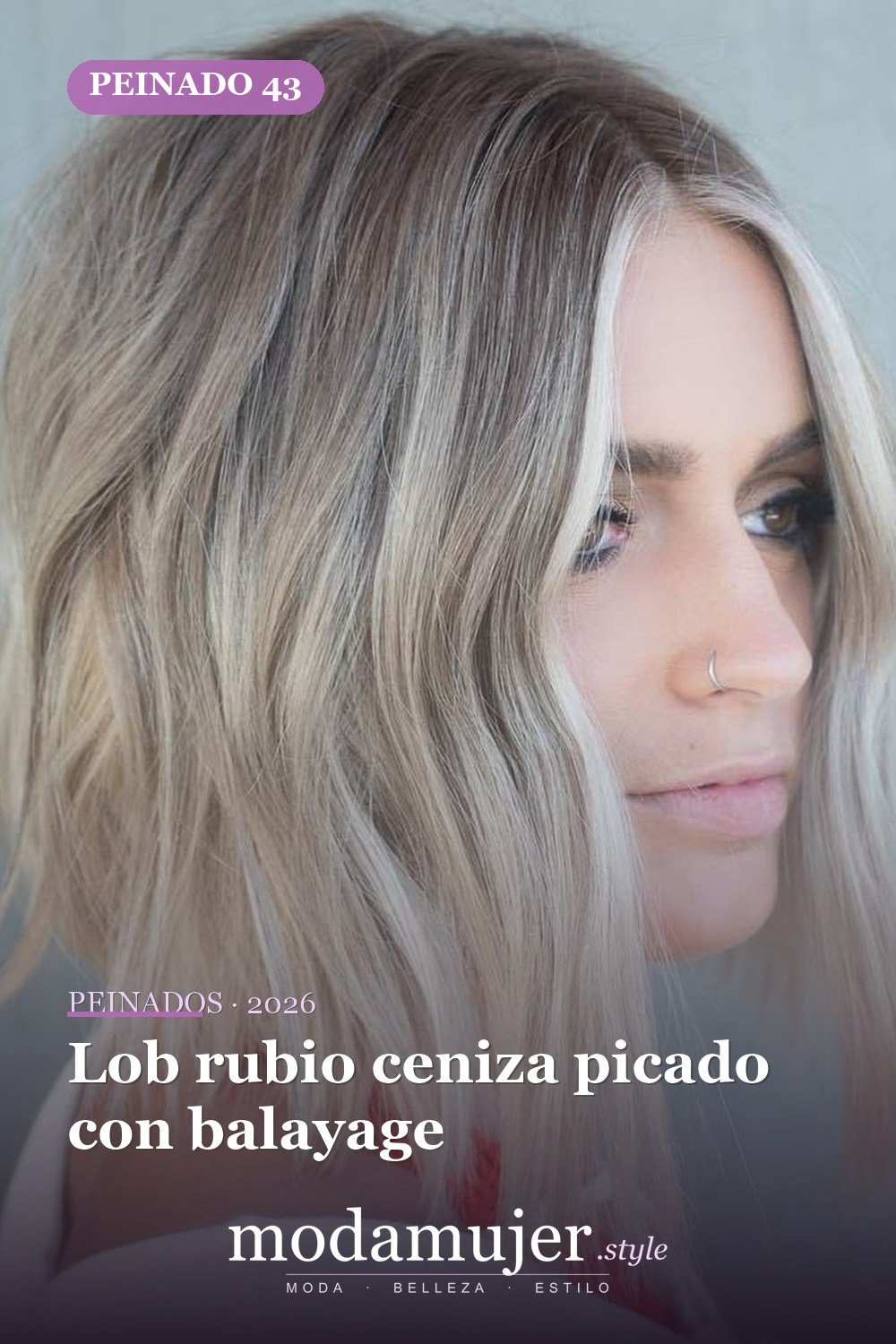 Lob rubio ceniza picado con balayage — 50 deliciosos peinados largos de bob (lob)