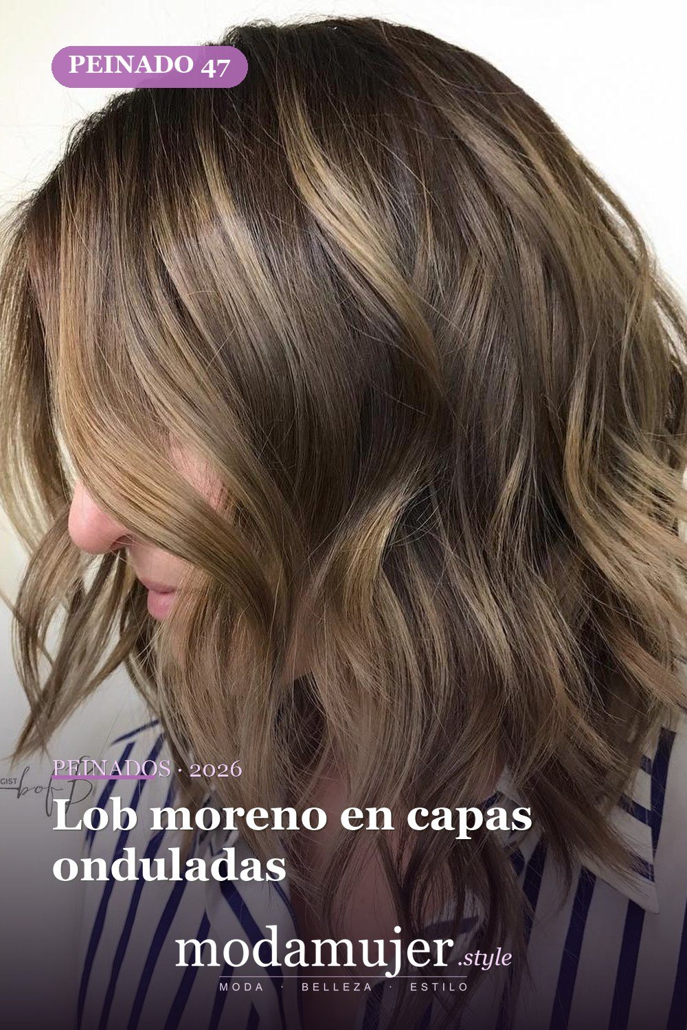 Lob moreno en capas onduladas — 50 deliciosos peinados largos de bob (lob)