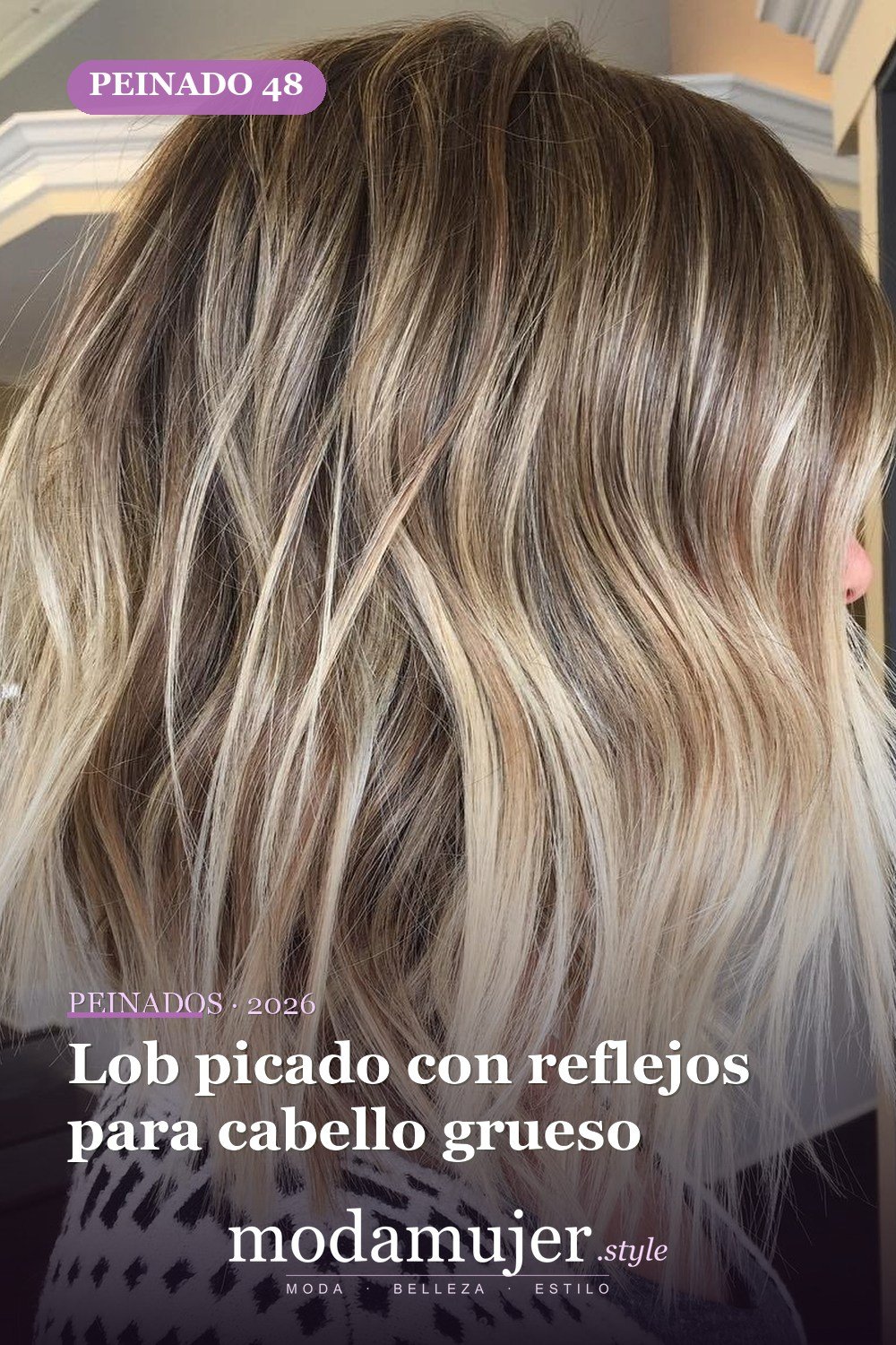 Lob picado con reflejos para cabello grueso — 50 deliciosos peinados largos de bob (lob)