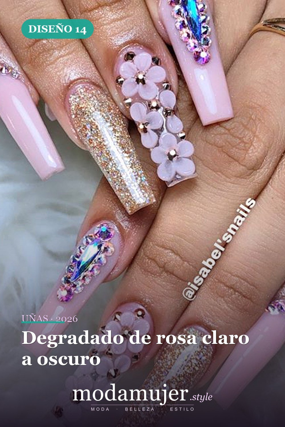 Degradado de rosa claro a oscuro — 50 Diseños de uñas en rosa más llamativos