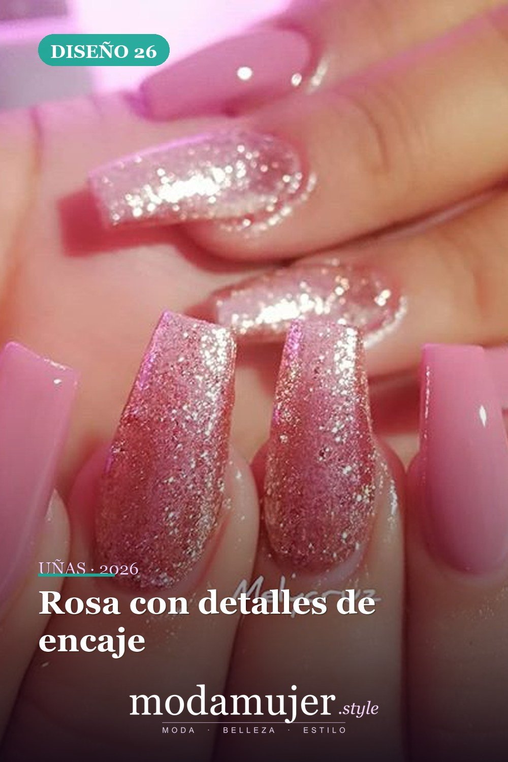 Rosa con detalles de encaje — 50 Diseños de uñas en rosa más llamativos
