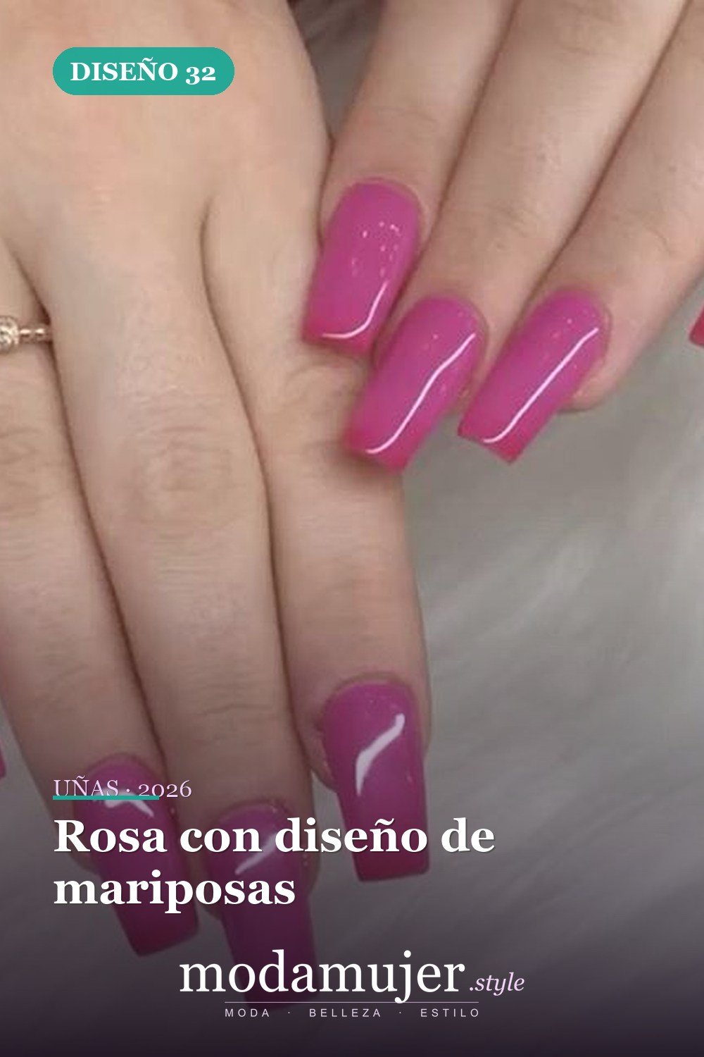 Rosa con diseño de mariposas — 50 Diseños de uñas en rosa más llamativos