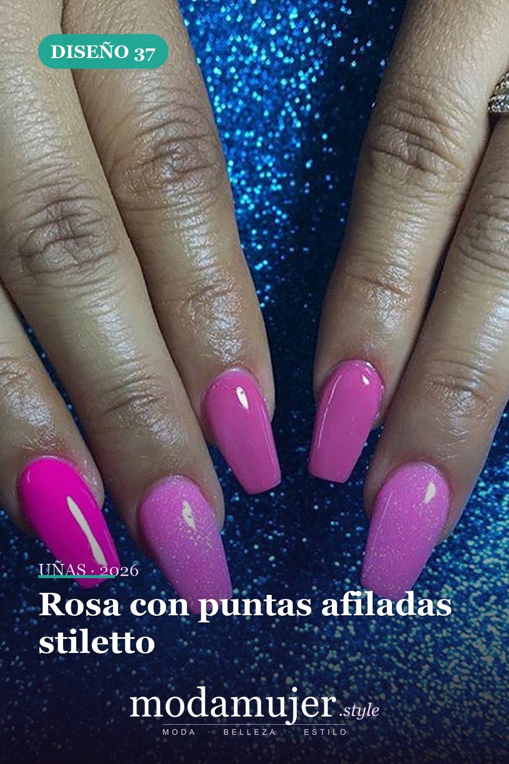 Rosa con puntas afiladas stiletto — 50 Diseños de uñas en rosa más llamativos