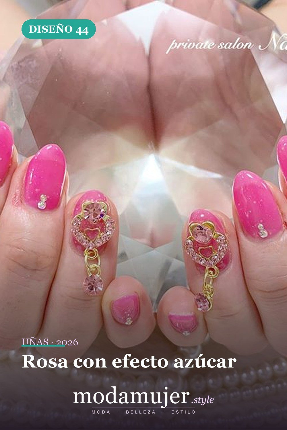 Rosa con efecto azúcar — 50 Diseños de uñas en rosa más llamativos