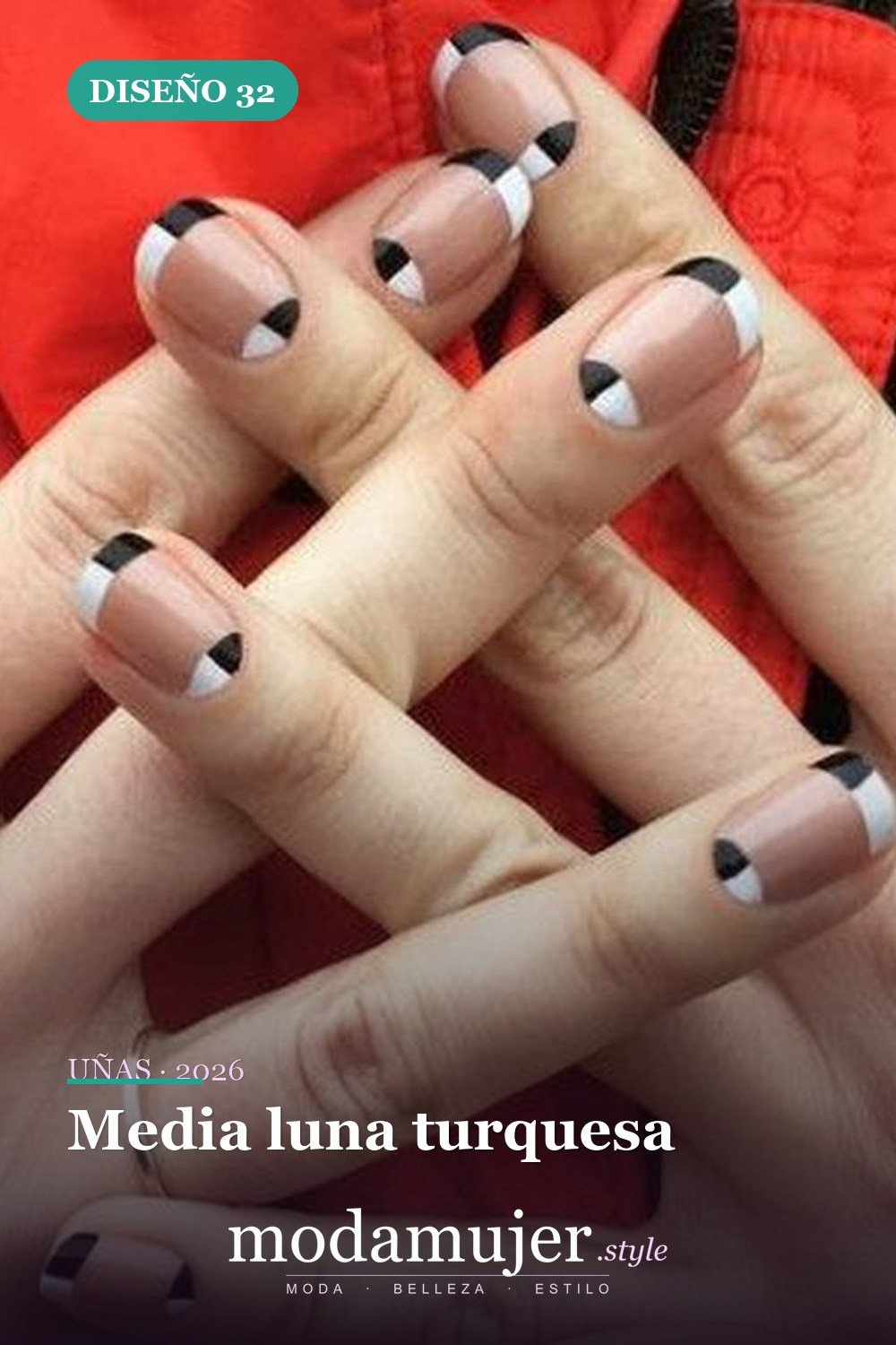 Media luna turquesa — 50 diseños de uñas media luna para probar en 2026