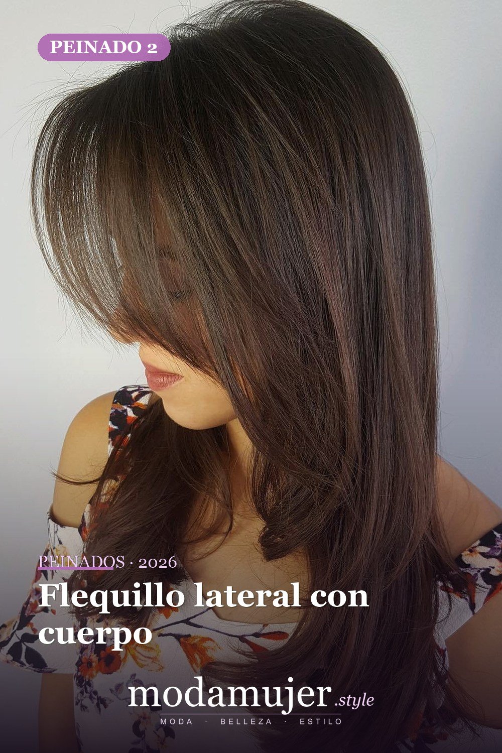 Flequillo lateral con cuerpo — 50 ideas de cabello largo en capas con flequillo