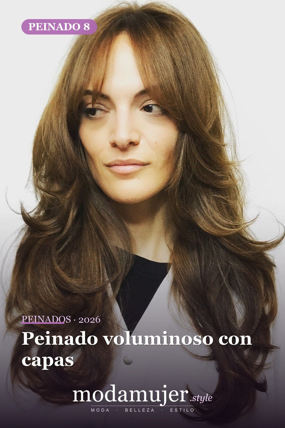 Peinado voluminoso con capas — 50 ideas de cabello largo en capas con flequillo