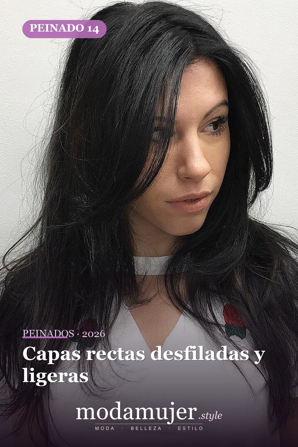 Capas rectas desfiladas y ligeras — 50 ideas de cabello largo en capas con flequillo