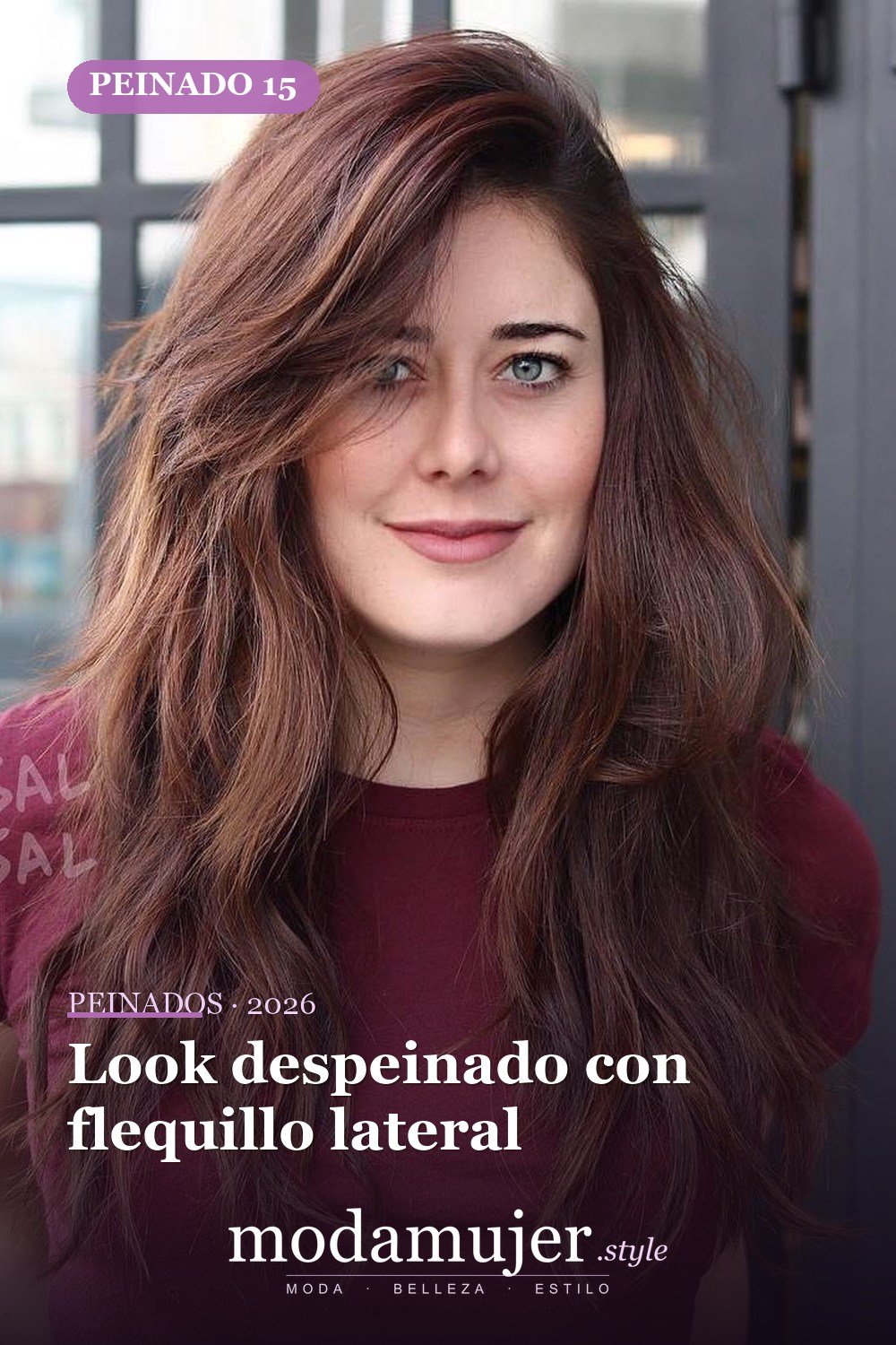 Look despeinado con flequillo lateral — 50 ideas de cabello largo en capas con flequillo
