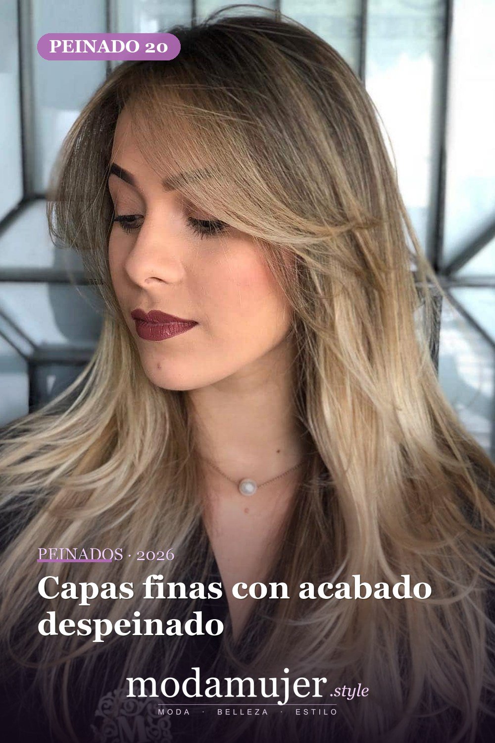 Capas finas con acabado despeinado — 50 ideas de cabello largo en capas con flequillo