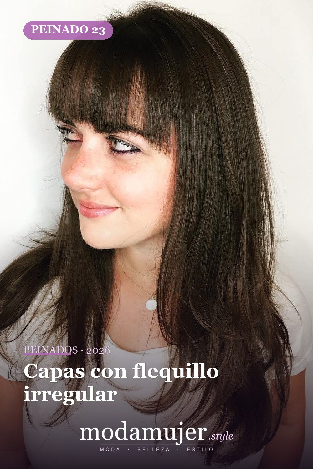 Capas con flequillo irregular — 50 ideas de cabello largo en capas con flequillo