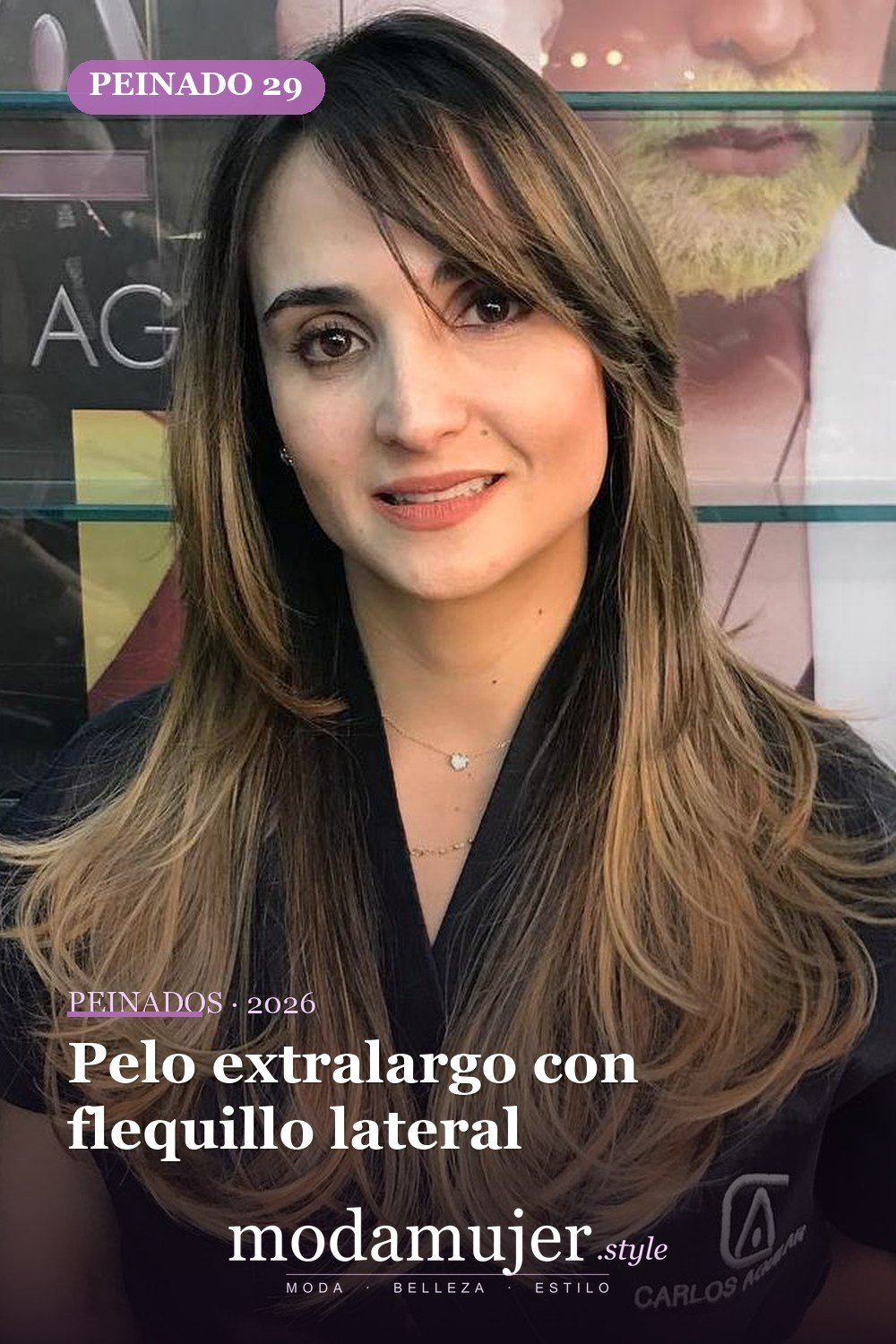 Pelo extralargo con flequillo lateral — 50 ideas de cabello largo en capas con flequillo
