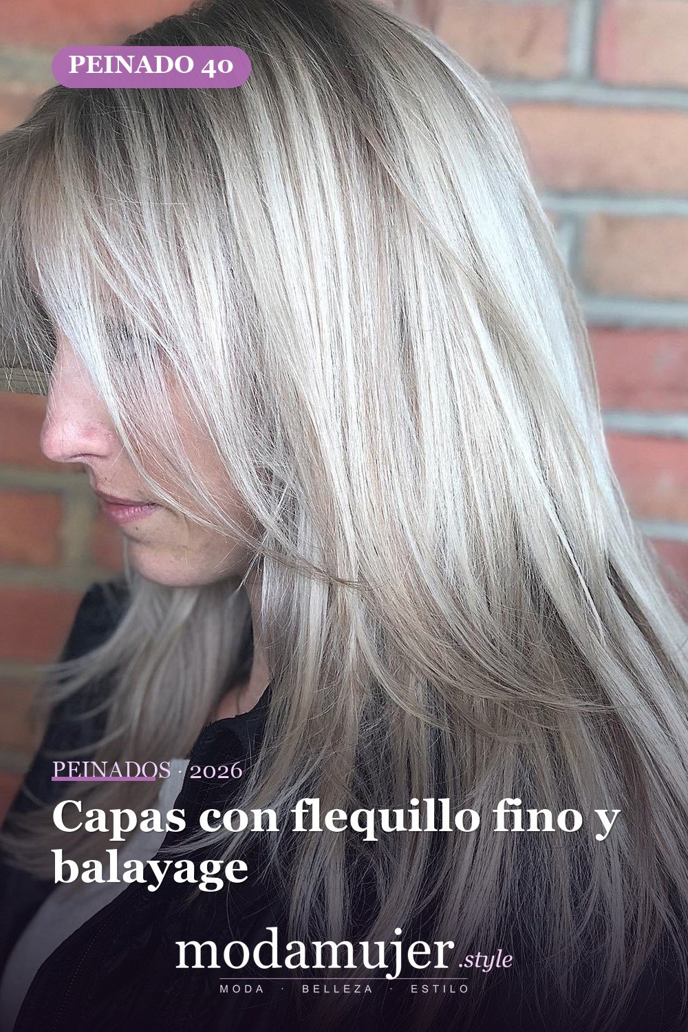 Capas con flequillo fino y balayage — 50 ideas de cabello largo en capas con flequillo