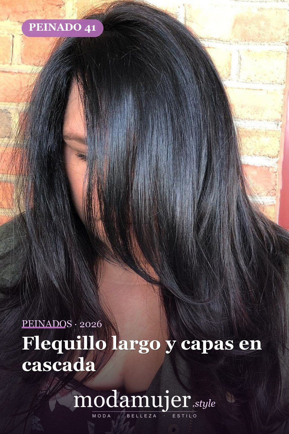 Flequillo largo y capas en cascada — 50 ideas de cabello largo en capas con flequillo