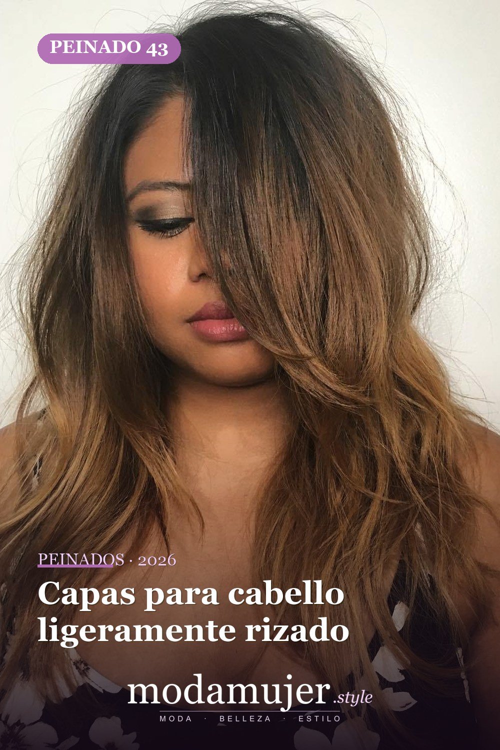 Capas para cabello ligeramente rizado — 50 ideas de cabello largo en capas con flequillo