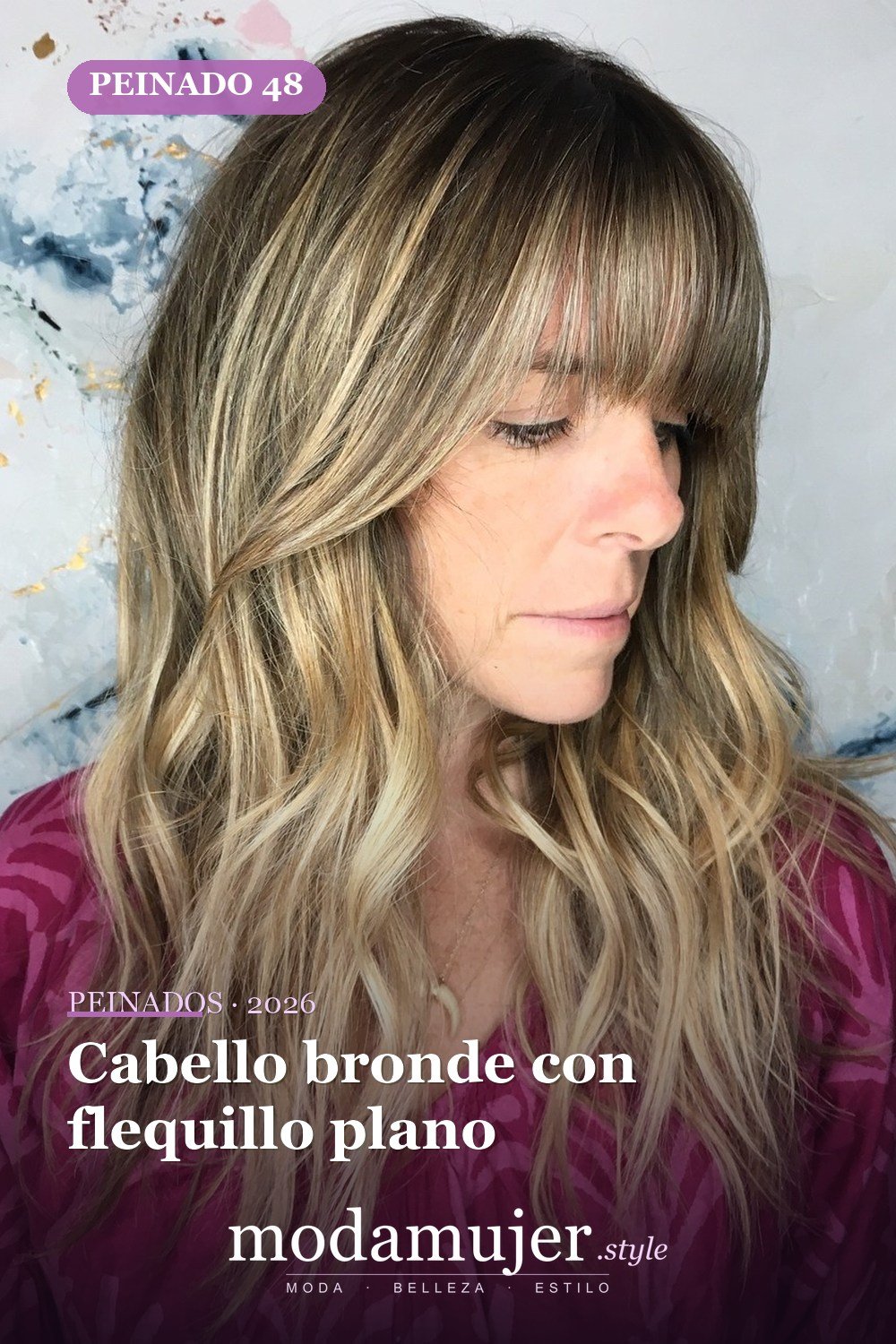 Cabello bronde con flequillo plano — 50 ideas de cabello largo en capas con flequillo